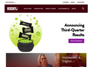 How thehersheycompany.com looks like on a tablet such as an iPad.