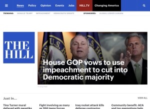 How thehill.com looks like on a tablet such as an iPad.