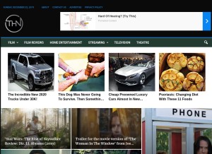 How thehollywoodnews.com looks like on a tablet such as an iPad.