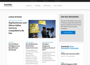 How theinnovationenterprise.com looks like on a tablet such as an iPad.