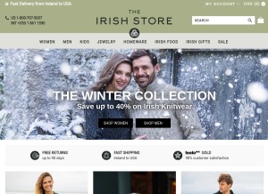 How theirishstore.com looks like on a tablet such as an iPad.