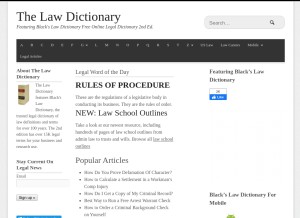 How thelawdictionary.org looks like on a tablet such as an iPad.