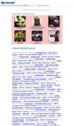 How thelyricarchive.com looks like on a mobile device such as an iPhone.