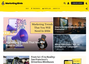 How themarketingbirds.com looks like on a tablet such as an iPad.