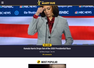 How themarysue.com looks like on a tablet such as an iPad.