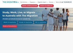 How themigration.com.au looks like on a tablet such as an iPad.