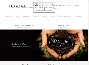 How themississippigiftcompany.com looks like on a tablet such as an iPad.