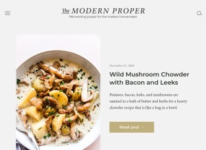 How themodernproper.com looks like on a tablet such as an iPad.