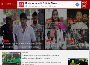 How thenewsminute.com looks like on a tablet such as an iPad.