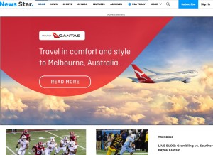 How thenewsstar.com looks like on a tablet such as an iPad.