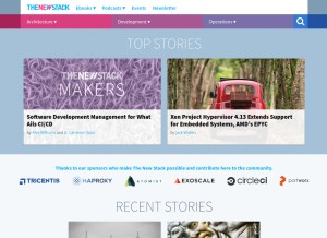 How thenewstack.io looks like on a tablet such as an iPad.