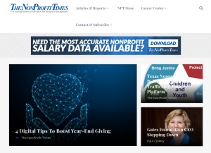 How thenonprofittimes.com looks like on a tablet such as an iPad.