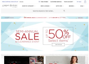 How thepaperstore.com looks like on a tablet such as an iPad.