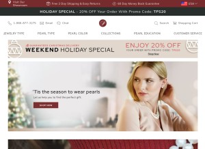 How thepearlsource.com looks like on a tablet such as an iPad.