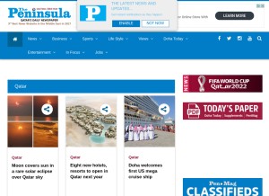 How thepeninsulaqatar.com looks like on a tablet such as an iPad.