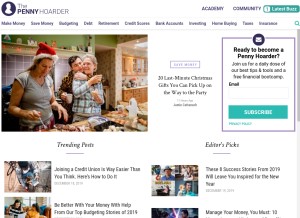 How thepennyhoarder.com looks like on a tablet such as an iPad.
