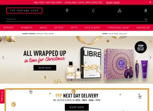 How theperfumeshop.com looks like on a tablet such as an iPad.
