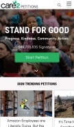 How thepetitionsite.com looks like on a mobile device such as an iPhone.