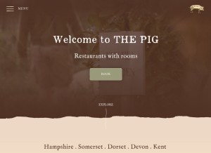 How thepighotel.com looks like on a tablet such as an iPad.