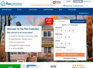 How theplancollection.com looks like on a tablet such as an iPad.