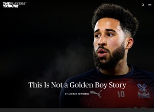 How theplayerstribune.com looks like on a tablet such as an iPad.