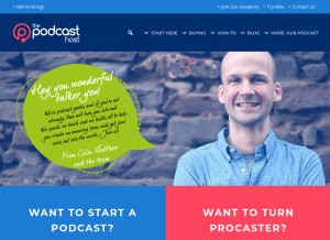 How thepodcasthost.com looks like on a tablet such as an iPad.