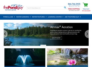 How thepondguy.com looks like on a tablet such as an iPad.