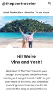 How thepoortraveler.net looks like on a mobile device such as an iPhone.