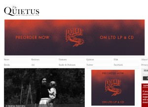 How thequietus.com looks like on a tablet such as an iPad.