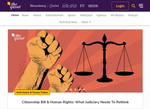 How thequint.com looks like on a tablet such as an iPad.