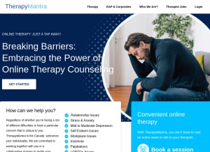How therapymantra.ca looks like on a tablet such as an iPad.