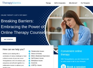 How therapymantra.in looks like on a tablet such as an iPad.