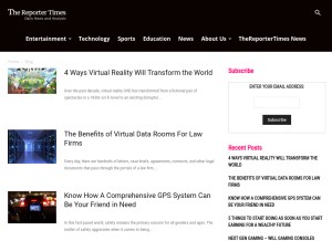How thereportertimes.com looks like on a tablet such as an iPad.
