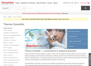 How thermo.com looks like on a tablet such as an iPad.