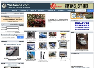 How thesamba.com looks like on a tablet such as an iPad.