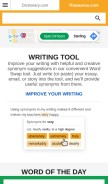 How thesaurus.com looks like on a mobile device such as an iPhone.