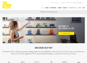 How theschooloflife.com looks like on a tablet such as an iPad.