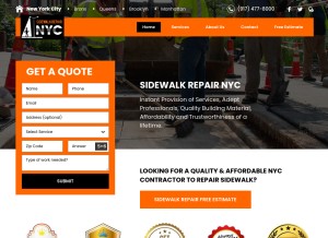 How thesidewalkrepairnyc.com looks like on a tablet such as an iPad.