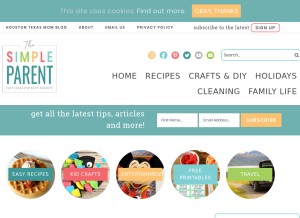How thesimpleparent.com looks like on a tablet such as an iPad.