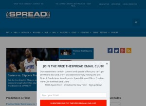 How thespread.com looks like on a tablet such as an iPad.