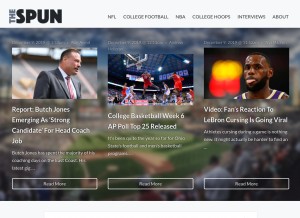 How thespun.com looks like on a tablet such as an iPad.