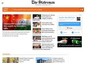 How thestatesman.com looks like on a tablet such as an iPad.