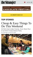 How thestranger.com looks like on a mobile device such as an iPhone.
