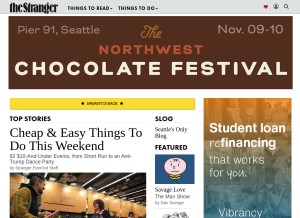 How thestranger.com looks like on a tablet such as an iPad.