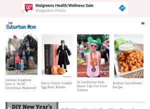 How thesuburbanmom.com looks like on a tablet such as an iPad.