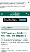 How thetaxadviser.com looks like on a mobile device such as an iPhone.