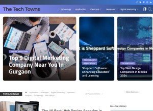 How thetechtowns.com looks like on a tablet such as an iPad.