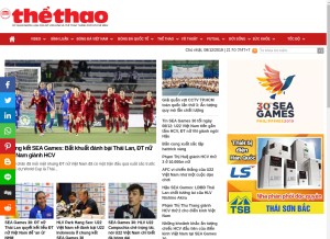 How thethaohcm.vn looks like on a tablet such as an iPad.
