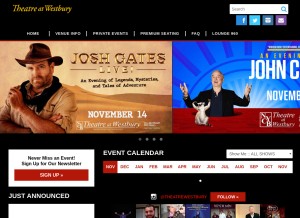How thetheatreatwestbury.com looks like on a tablet such as an iPad.