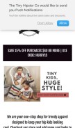How thetinyhipster.com looks like on a mobile device such as an iPhone.